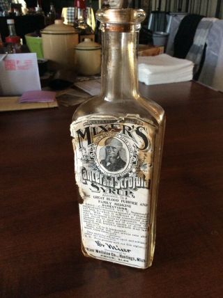 Vintage Dr.  Mixers Cancer And Scrofula Syrup Bottle
