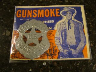 1959 " Gunsmoke " Matt Dillon U.  S.  Marshall Badge On Card
