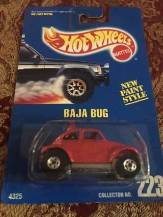 Vintage Hot Wheels 223 Blue Card Metallic Red Baja Bug