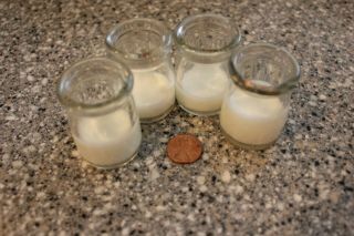4 Vintage 2 " Individual Restaurant Clear Glass Mini Creamers Milk Cream Bottles