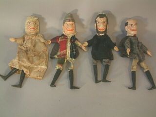 4 Antique German Carved Wooden Puppets 12 " Tall 1900 