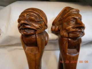 Bezau Hand Carved Wood Nut Crackers Old Man & Women Head