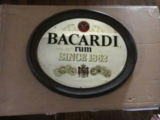 Vintage Bacardi Rum Beer Sign Mirror 19 X 23