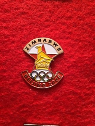 Zimbabwe Olympic Games Committee Pin Noc Beijing Olympics 2008 Red Undomed