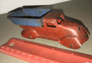 Antique Pressed Metal Toy Dump Truck 1920/30’s Wood Wheels Marx? Metalcraft?usa