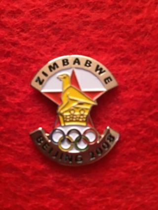 Zimbabwe Olympic Games Committee Pin Noc Beijing Olympics 2008 Silver Undomed
