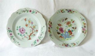 Antique Mid 18th Century Chinese Famille Rose Porcelain Bowl And Plate