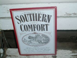 Large 16 " Southern Comfort Tin Metal Litho Sign For Man Cave Or Bar,  Exc Cond