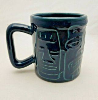 Enesco Tiki Face Mug Cobalt Blue 2003 Tribal Coffee Tea Collectible