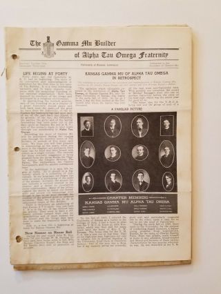 Gamma Mu Builder,  Alpha Tau Omega Fraternity Newsletter 1 - 12,  1940,  Kansas Univ