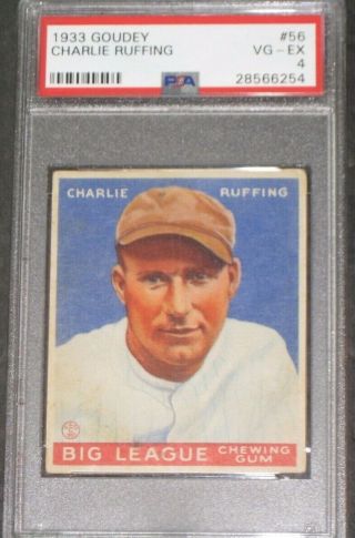 1933 Goudey Charlie Ruffing Baseball Card 56 Psa 4 Vg - Ex York Yankees