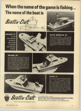 1969 PAPER AD 2 PG Scottie Craft 27 ' Miami Motor Boat 37 ' Blue Marlin 29 ' 2