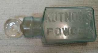 Vtg Kutnows Powder Quackery English Bed Bug Poison Aqua Bottle & Stopper