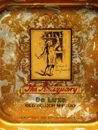 Vintage The Antiquary De Lux Old Scotch Whiskey Advertising Tin Tray Edinburgh 2