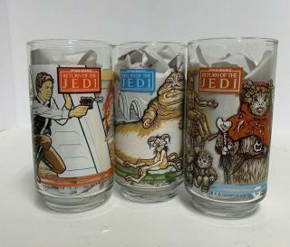 Vintage 1983 Return Of The Jedi Star Wars Burger King Collectable Glasses Euc
