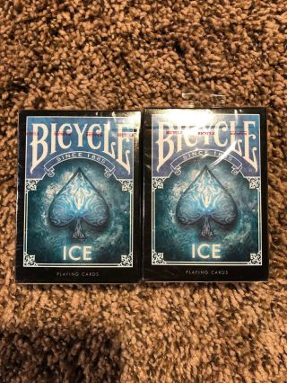 Bicycle Ice Playing Cards Standard Poker Glacial Uspcc 2 Decks Black Blue Usa