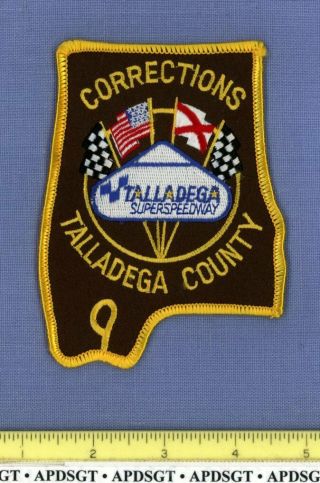 Talladega County Doc (brown) Alabama Police Patch State Shape Nascar Speedway