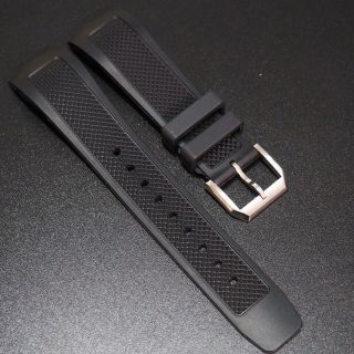 22mm Black Premium Rubber Watch Strap For Iwc Portuguese Yacht Club Chronograph