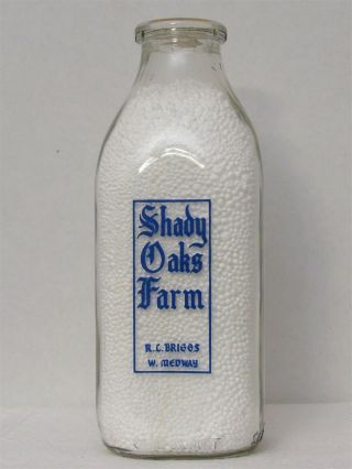 Sspq Milk Bottle Shady Oaks Farm Dairy West Medway Ma Norfolk County Comical