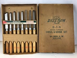 Vintage Disston D - 1 - S Chisel And Gouge Set Wood Turning Lathe Tool Box