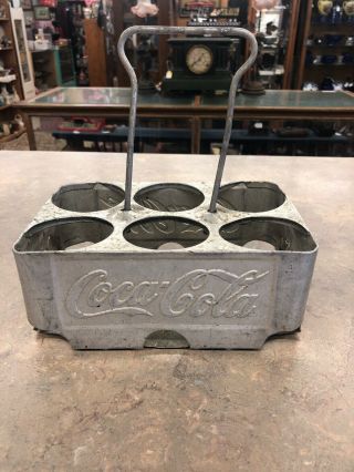 Vintage COCA - COLA Coke Aluminum Metal.  6 - Pack Bottle Holder carrier 3
