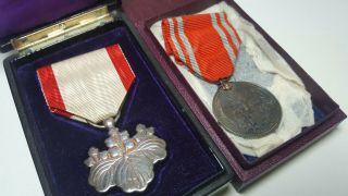 Japanese Cased Order Of The Rising Sun 8th Prewar Red Cross 1931 Silver