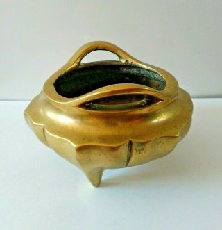 Old Chinese Bronze / Brass Metal Lotus Shaped Censer.  Heavy