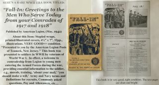 Wwii " Fall In " Morale Training Etc Book From Wwi American Legion Teaneck Nj 1941