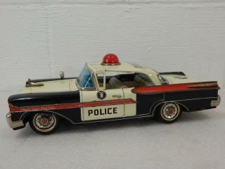 Yonezawa Japan 11.  5 " Tin Friction 1958 Mercury Highway Patrol Police Toy Car