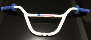 White 1986 Gt Pro Perfomer Handlebars & A’me Grips Vintage 80s Old School Bmx