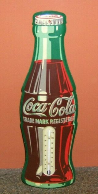 Vintage Coca Cola Soda Pop Gas Station 17 " Metal Thermometer Sign