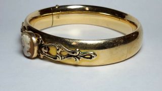 Vintage 12k Gold Filled F M Co CAMEO Bangle Bracelet 3