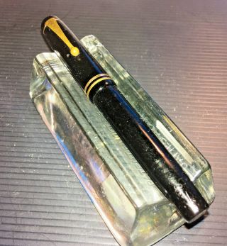Vintage Parker Duofold Jr Fountain Pen Black - C.  1930 Ex Cond Fine Nib - 14kt - Gold