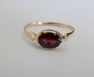 Vintage Birks 10k Gold And Garnet Solitaire Ring