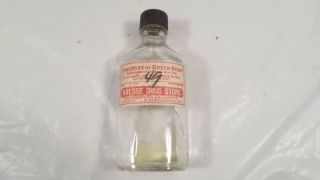 Vintage Duraglas Kresge Drug Store Tincture Of Green Soap Bottle W/ Label