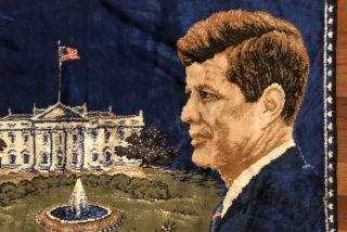 Vintage 60 ' s John F Kennedy White House Rug Tapestry Wall Art President JFK 2