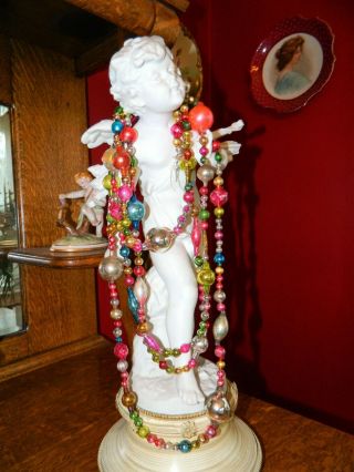 9,  Ft Vintage Mercury Glass Bead Christmas Garland Large Beads