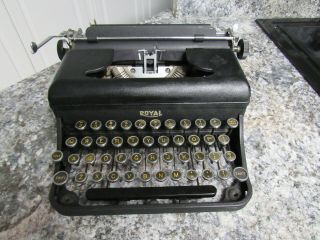 Vintage Royal Typewriter Portable Glass Keys Typewriter Matte Black Case