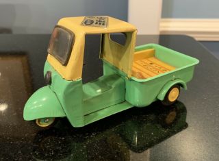 Rare Tn Nomura 3 Wheel Delivery Truck Friction Scooter Tin Toy Japan