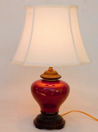 Chinese Oriental Accents 1880 Sang De Boeuf Porcelain Jar Table Lamp 2