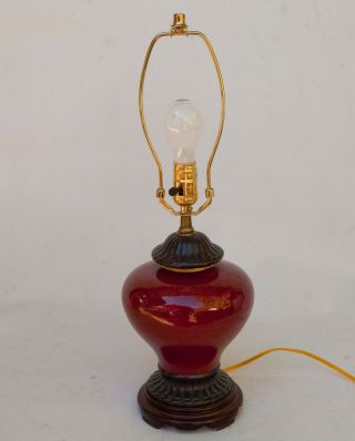 Chinese Oriental Accents 1880 Sang De Boeuf Porcelain Jar Table Lamp 3