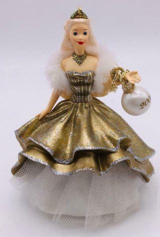 2000 Celebration Barbie Hallmark Ornament 1 Ice Special Edition Gold Dress