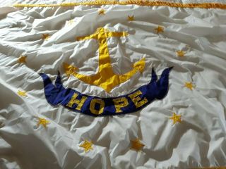Vintage Rhode Island Hope State Flag W/ Fringe 66”x36” Ri