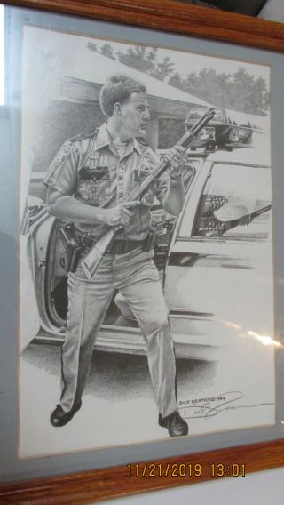 Signed Rifle & Pistol Police Car Print Poster By Dick Kramer 1994