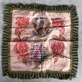 5 Vintage Military Pillow Sham Cover Navy Army Sweetheart Ft Bragg Adair Japan 2