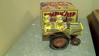 Vintage 1940s Marx " Jumpin Jeep " Tin Lithographed Wind Up Toy