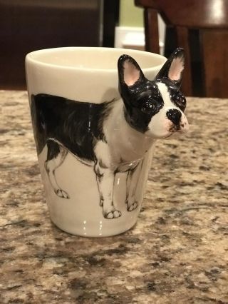 Blue Witch 3D Boston Terrier Dog Pet Ceramic Detailed Hand Crafted Coffee Mug. 2