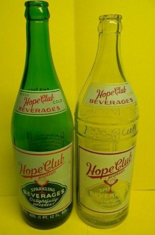 2 Different Vintage Acl Hope Club Beverages Soda Bottles Providence Cranston Ri