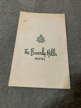 Vintage The Beverly Hills Hotel Menu Year 