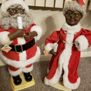 Telco Motionette African American Santa And Mrs Claus